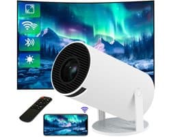 Beamer met Android TV - Draagbare Projector 720P Native - Wifi Projector met Bluetooth, HDMI en USB - 180° Draaibare Smart Projector voor Thuis en Buiten
