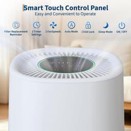 Luchtreiniger met 3-in-1 HEPA-filter, CADR 100 m³/h voor maximaal 15 ㎡, 5 standen incl. auto en slaapmodus, 24 dB stil, type-c USB, timer, kinderbeveiliging, voor mensen met allergieën en huisdieren - wit — thumbnail 5