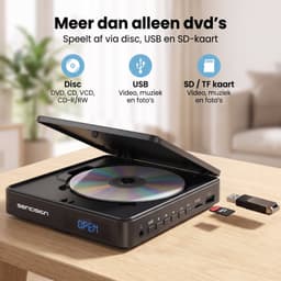 Sencision Mini DVD Speler met HDMI - Regiovrij - Full HD 1080P - CD en DVD Speler voor TV - USB & MicroSD - Incl. Afstandsbediening & Kabels - Zwart — thumbnail 5