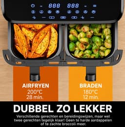 Scheffler heteluchtfriteuse met 2 compartimenten, 9 liter inhoud, 8 programma's, Dual Cook & Sync Finish — thumbnail 2