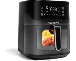 Heteluchtfriteuse, 6,5 liter, Airfryer XL, met kijkvenster en touchscreen, 1600 W friteuse zonder vet, 8 programma's, BPA-vrij, vaatwasmachinebestendig, voor 2-6 personen, koken uit het