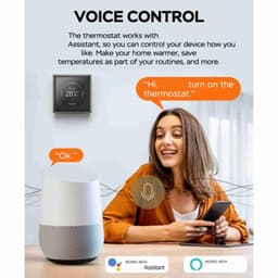 Intelligente thermostaat, wifi-temperatuurregelaar met 1,35 inch display voor thuis, 7 sfeerverlichting, compatibel met water/vloerverwarming/gasboiler — thumbnail 2