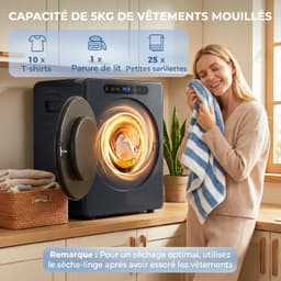 Mini Wasdroger - 3kg Laadvermogen - Luchtafvoerdroger- 1000W - Vrijstaand - Blauw — thumbnail 4