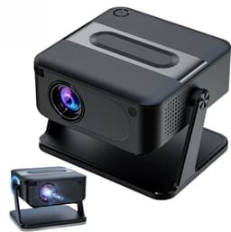 Slimme projector - Slaapkamerprojector - Projector voor thuis - Mini draagbaar - Draadloze projectie - 2,4/5 GHz Wi-Fi - Ondersteunt AirPlay, spraakassistent, Miracast en schermspiegeling - Ultra HD - Ondersteunt 4K-resolutie - HA109 - Zwart — thumbnail 1