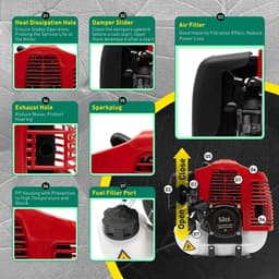 Kunstgras Reiniger - Borstelmaaier Gazononderhoud - Gazon Onderhouden - 52cc 2-Takt Motor - 9.4 x 20 inch - Niet gespecificeerd — thumbnail 2
