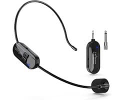 SnelShoppen - Draadloze Microfoon Headset 2,4 G met 50 m Bereik, Oplaadbare Hoofdbeugel Microfoon voor Luidspreker, Reisleider, Fitness en Dansleraar