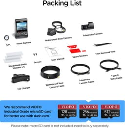 VIOFO A329TW 3CH - Dashcam - 4K Voorcamera + 2K Telecamera + 2K Achtercamera - Sony STARVIS 2 - 4x Optische Zoom - WiFi 6 - GPS - Parkeerstand - SSD Ondersteuning tot 4TB — thumbnail 4