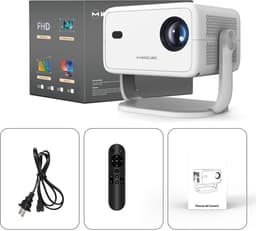 SnelShoppen - Magcubic Mini Projector - Draagbare Projector met 400 ANSI, Native 1080P, 4K Ondersteuning, Wifi 6, BT 5.2, Auto-Trapeziumcorrectie - Pe — thumbnail 1