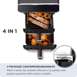 Verticale Dubbele Airfryer - Luchtfriteuse Torenmodel - Gelijk Koken - Ruimtebesparend Ontwerp - 11 Liter - Zwart — thumbnail 2