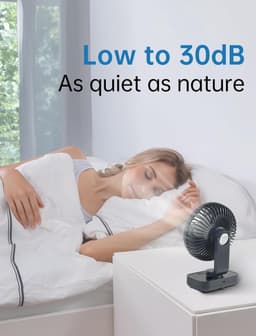 Tafelventilator Draadloos – Oplaadbare USB Ventilator, Stil, Oscillerend, 4 Snelheden, 4000 mAh Zwart — thumbnail 3
