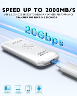 Externe SSD - Draagbare Opslag - Snelle Data Transfer - USB 3.2 Gen 2x2 - 256 GB - Zilverkleurig — thumbnail 5