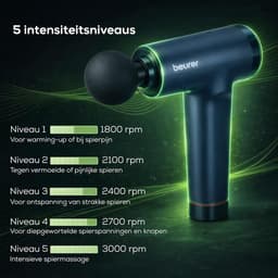 SnelShoppen - Professioneel Massagepistool voor Ontspanning & Regeneratie, Triggerpoint Massage, Krachtig met 5 Opzetstukken, 5 Intensiteitsniveaus, S — thumbnail 4