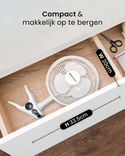 Tafelventilator met Klem – Mini Ventilator – 360° Draaibaar – 2 Snelheden – Stil – 20 cm Wit — thumbnail 3