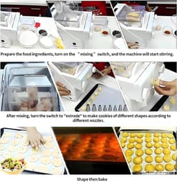 Automatische Koekjesmachine - Koekjespers Decoreren - Zelf Bakken - Ergonomisch Ontwerp - 345 x 24 x 31 cm - Wit — thumbnail 4