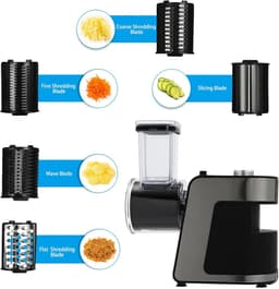 Elektrische Groentesnijder - Keukenmachine Raspen - Snel Ingrediënten Bereiden - 10 Messen Inclusief - 1000W Vermogen - Zwart — thumbnail 3