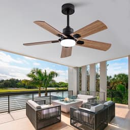 HAUSS SPOLE Plafondventilator - 42 Inch - Met Verlichting En Afstandsbediening - Metaal En Hout - Zwart En Donker Walnoot - Voor Woonkamer En Terras — thumbnail 1