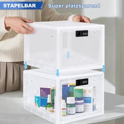 Thijox - Transparante Afsluitbare Doos met Cijferslot, Veiligheidsbox voor Medicijnen, Mobiele Telefoon, Snacks, Stapelbare Opbergdoos voor Koelkast ( — thumbnail 4