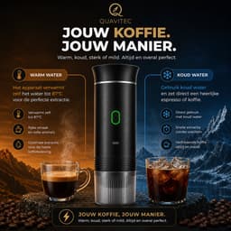 Quavitec Draagbaar Koffiezetapparaat - Draagbare Koffiemachine - Cups & Gemalen Koffie - Camping Espressomachine - USB Oplaadbaar - Espresso & Lungo Machine voor Onderweg en Reizen — thumbnail 4