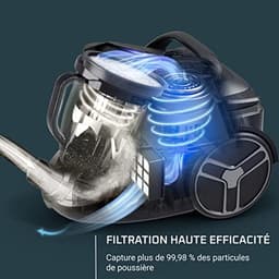 Cilinder Stofzuiger - Zakloze Stofzuiger - Grondig Huis Reinigen - Extra Stil 59 dB - 2.5 Liter - Zwart — thumbnail 4