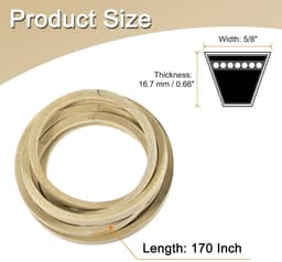 V-riem - Aangedreven riem - Gazononderhoud - Aramidevezel materiaal - 170 inch lengte - Grijs — thumbnail 2