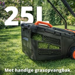 FlinQ Accu Grasmaaier - Incl Accu & Oplaadstation - 32cm maaibreedte - 3 instelbare maaihoogtes - Gazonoppervlakte: tot 130 m² - 25L grasopvangbak - 3800 toeren per minuut — thumbnail 4