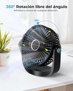 Solvix tafel ventilator geluidloos - Tafelfan met Nachtlamp - Zwart - Oplaadbare USB Fan - 5 Snelheden - Voor Thuis, Kantoor en Reis — thumbnail 2