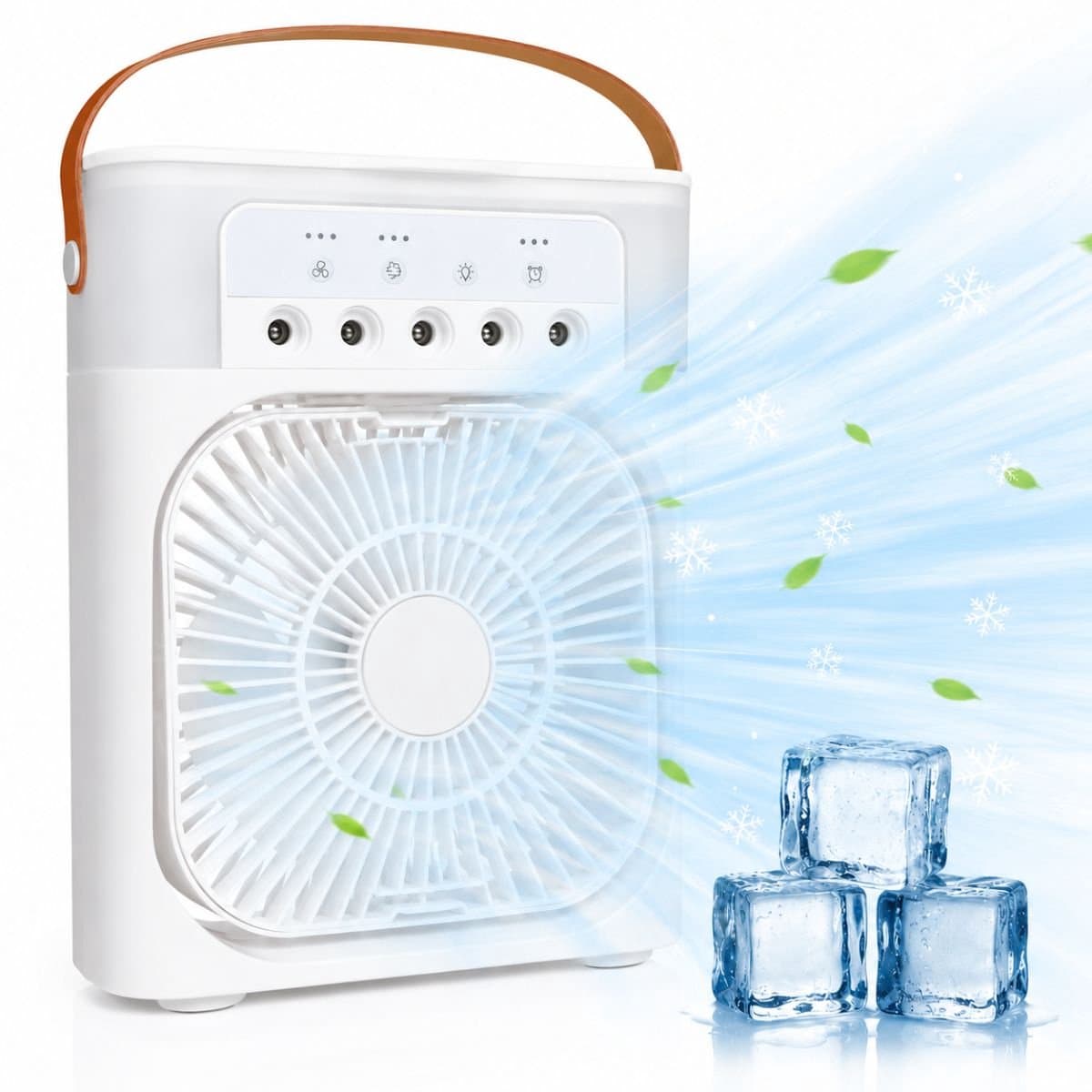 Lifetime Air Tafelventilator met Vernevelstand - Draagbare Bureau Ventilator met Water - USB-C Aansluiting - RBG LED Verlichting - Kantelbaar - Wit — afbeelding 1