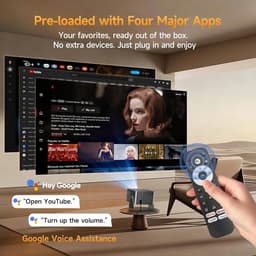SnelShoppen - Mini Beamer Projector 4K met Google TV, Full HD 1080p, Bluetooth, WiFi, Korte Afstand, Autofocus, Trapeziumcorrectie voor Thuisbioscoop, — thumbnail 3