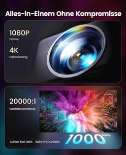 SnelShoppen - 4K Beamer met Auto Focus en Keystone - Netflix-compatibel Projector 1000ANSI - WiFi6 Bluetooth - 1080p Thuisbioscoop & Outdoor (Antracie — thumbnail 5