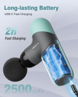 SnelShoppen - Mini Massage Gun, Draagbare Diepe Weefsel Percussie Spier Massager met 6 Massagekoppen, 4 Snelheden, Elektrische Sport Massager in Mint — thumbnail 4