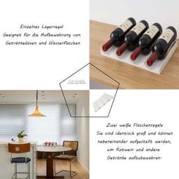 Thijox - Set van 2 witte flessenrekken voor koelkast, multifunctionele drankblikrekken, kunststof flessenhouders, wijnrekken, ideaal voor keuken, fees — thumbnail 2
