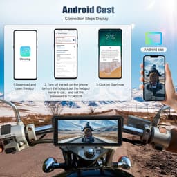 SnelShoppen - 8.1 Inch HD Motor Display IP68 Dashcam met Draadloze CarPlay/Android Spiegelfunctie, Bluetooth Universele Verticale Houder en Achtergron — thumbnail 4
