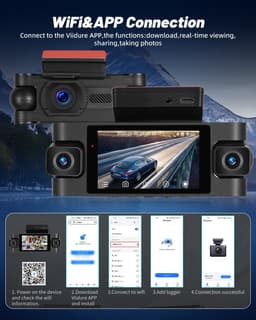 SnelShoppen - 2K 4-kanaals 360° Dashcam voor Auto's - 3-inch Camera met Nachtzicht, G-sensor, Wifi-verbinding, Loopopname en 24-uurs Parkeerbewaking — thumbnail 4