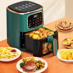 Digitale Airfryer - Heteluchtfriteuse - Gezond Bakken - Zichtbaar Venster - 45L Capaciteit - Zwart — thumbnail 5