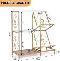 LP Opbergsysteem - Platenspeler Meubel met LP Kast - Vinyl Opbergsysteem - Lichtbruin - ‎‎70cm x 30cm x 81cm — thumbnail 2