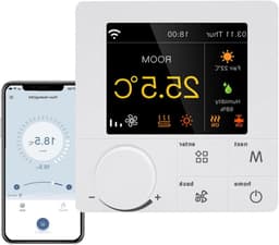 Slimme Thermostaat - Wifi Regelaar - Energie Besparen - Spraakbesturing Compatibel - 8.6 cm - Zwart — thumbnail 1