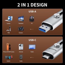Dubbele poort USB-drive - Geheugenstick - Bestanden Overzetten - Dubbele USB aansluiting - 512 GB - Zilverkleurig — thumbnail 3