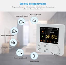 Slimme Wifi Thermostaat - Klimaatregelaar - Energie Besparen - 4-buis Systeem - 8.6 x 8.6 cm - Wit — thumbnail 4
