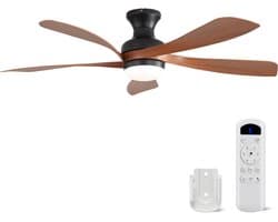 Plafondventilator Met Lamp - 5 ABS Bladen - Ø 132 cm - Dimbare lamp - Met Afstandsbediening - 6 ventilatorstanden - LED's Light - Zwart, walnootkleurig — afbeelding 1