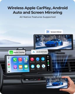 9,26 inch draadloos draagbaar Car Play display met 4K voor- en HD-achteruitrij-dual dashcam voor Apple CarPlay & - ShopVlot — thumbnail 5