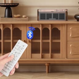 Retro CD-speler met Bluetooth-luidspreker, FM-radio en AUX-ingang, geschikt voor telefoon, laptop, tablet, tv en computer — thumbnail 4