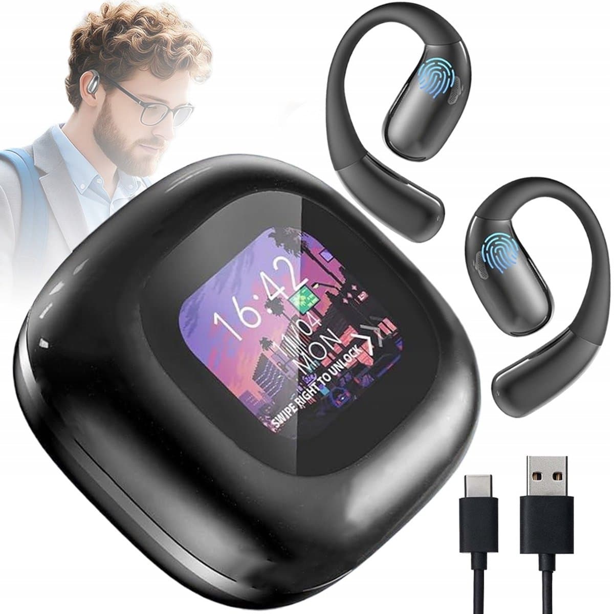 Draadloze Oordopjes - Al Vertaal Oordopjes - Bluetooth Oordopjes - Vertaaloortjes - 139 Talen Vertaling - Bluetooth 5.3 - Directe Vertaling - AI Dialoog - 60 uur - Hi-Fi - 0,5 Sec Latentie - Voor Reizen Zakelijk en Kantoor — afbeelding 1