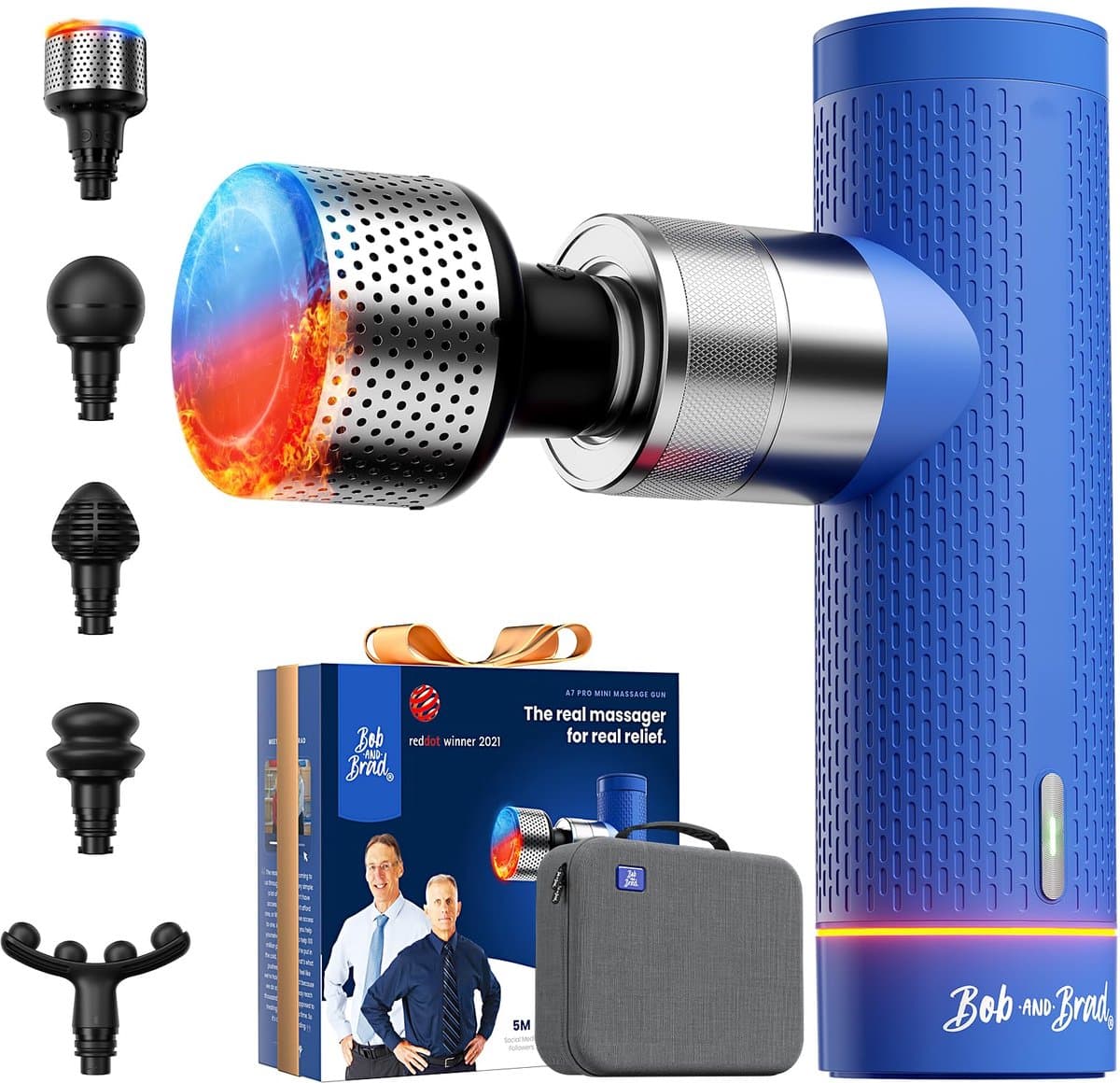 Massage Gun met Warmte- en Koudefunctie – 5 Snelheden – 11 mm Amplitude – 5 Massagekoppen — afbeelding 1