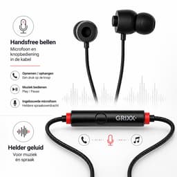 Grixx oordopjes met draad - 3.5mm jack - microfoon - handsfree bellen - Zwart — thumbnail 4