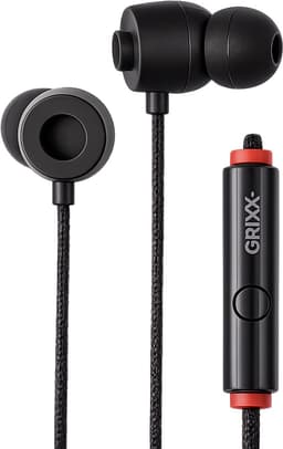 Grixx oordopjes met draad - 3.5mm jack - microfoon - handsfree bellen - Zwart — thumbnail 2