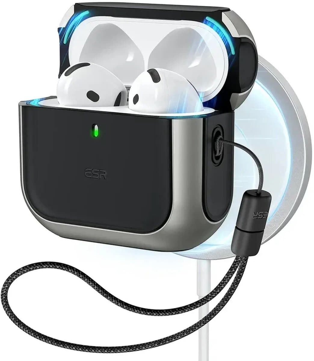 ESR Halolock Orbit Hybrid Hoes Geschikt Voor AirPods 4 (AirPods 4e Generatie) (2024) Magsafe Titanium — afbeelding 1