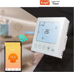 Slimme Thermostaat - Temperatuurregelaar WiFi - Energie Besparen - 5+2 Dagen Programmering - 86x86x27mm - Wit — thumbnail 4