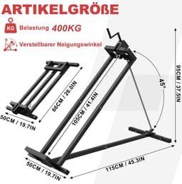 Grasmaaier Hefbrug - Onderhouds lift Krik - Grasmaaier Onderhoud - Verstelbare Lengte en Hoogte - 400 kg Draagvermogen - Zwart — thumbnail 1