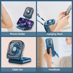 180° Opvouwbare Ventilator - 1 stuk - 167×80×19mm - Drie windsnelheden - 3000mAh batterij - Kan als powerbank gebruikt worden - Mini elektrische handventilator - Geschikt voor op reis, op kantoor en op vakantie - Blauw — thumbnail 5