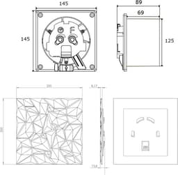 Ventilator - Afzuiging - Luchtcirculatie - Diamantpaneel design - Ø 125 mm - Wit — thumbnail 3